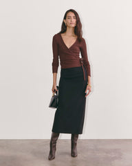 The Cozy Rib Wrap Top | Dark Mahogany