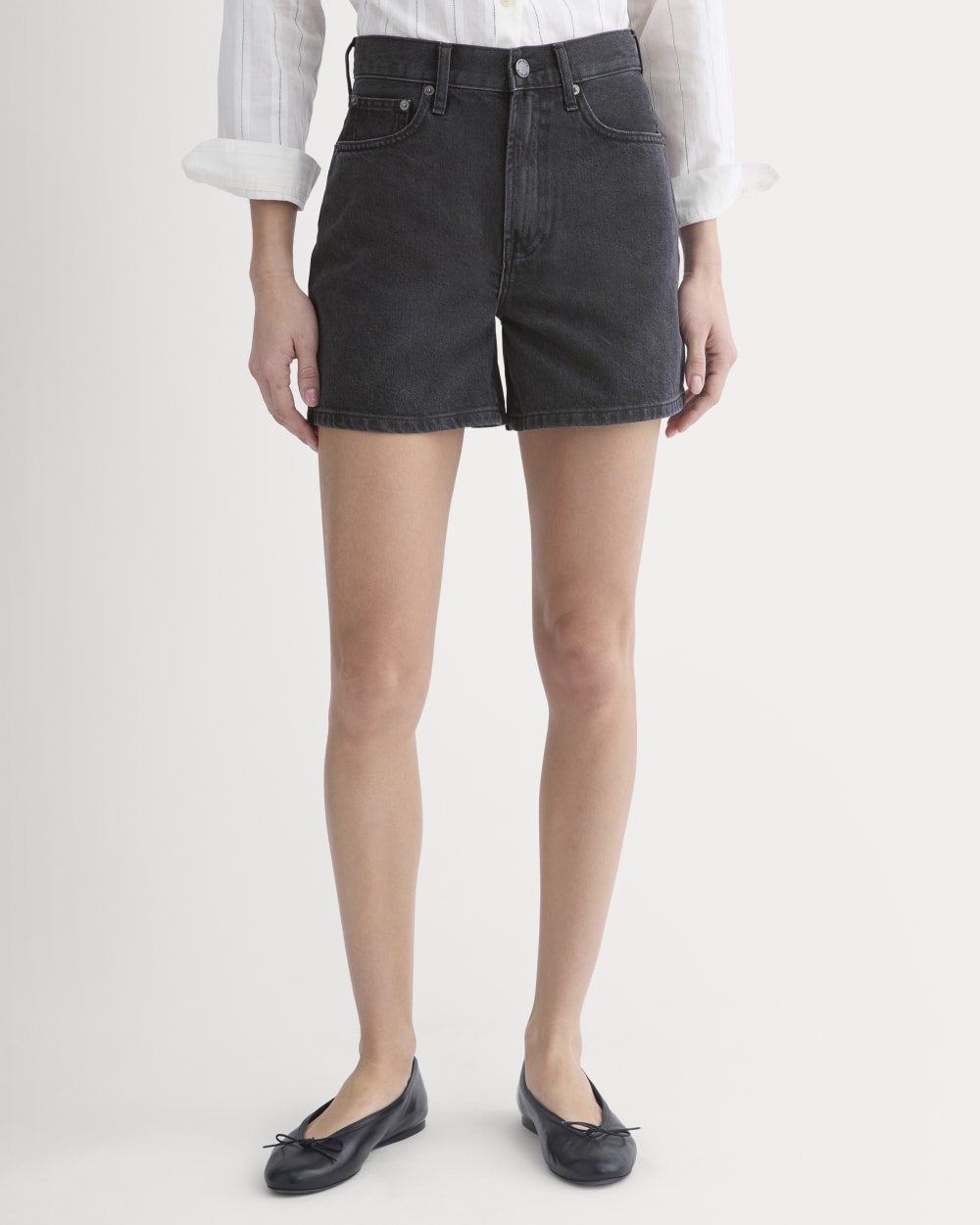 Way-High® A-Line Denim Short | Washed Black