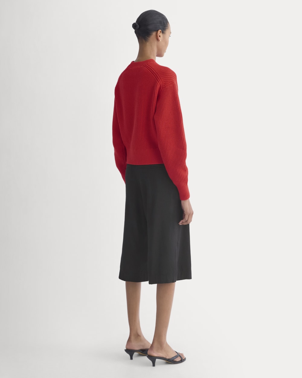Cropped Ribbed Crew in Everyday Cotton | Fiery Red