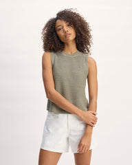 The Organic Cotton Open-Stitch Tank | Sage Green