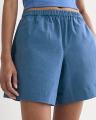The Seersucker Pull-On Short | Soft Cobalt