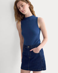 The Luxe Rib Funnel-Neck Tank | Estate Blue