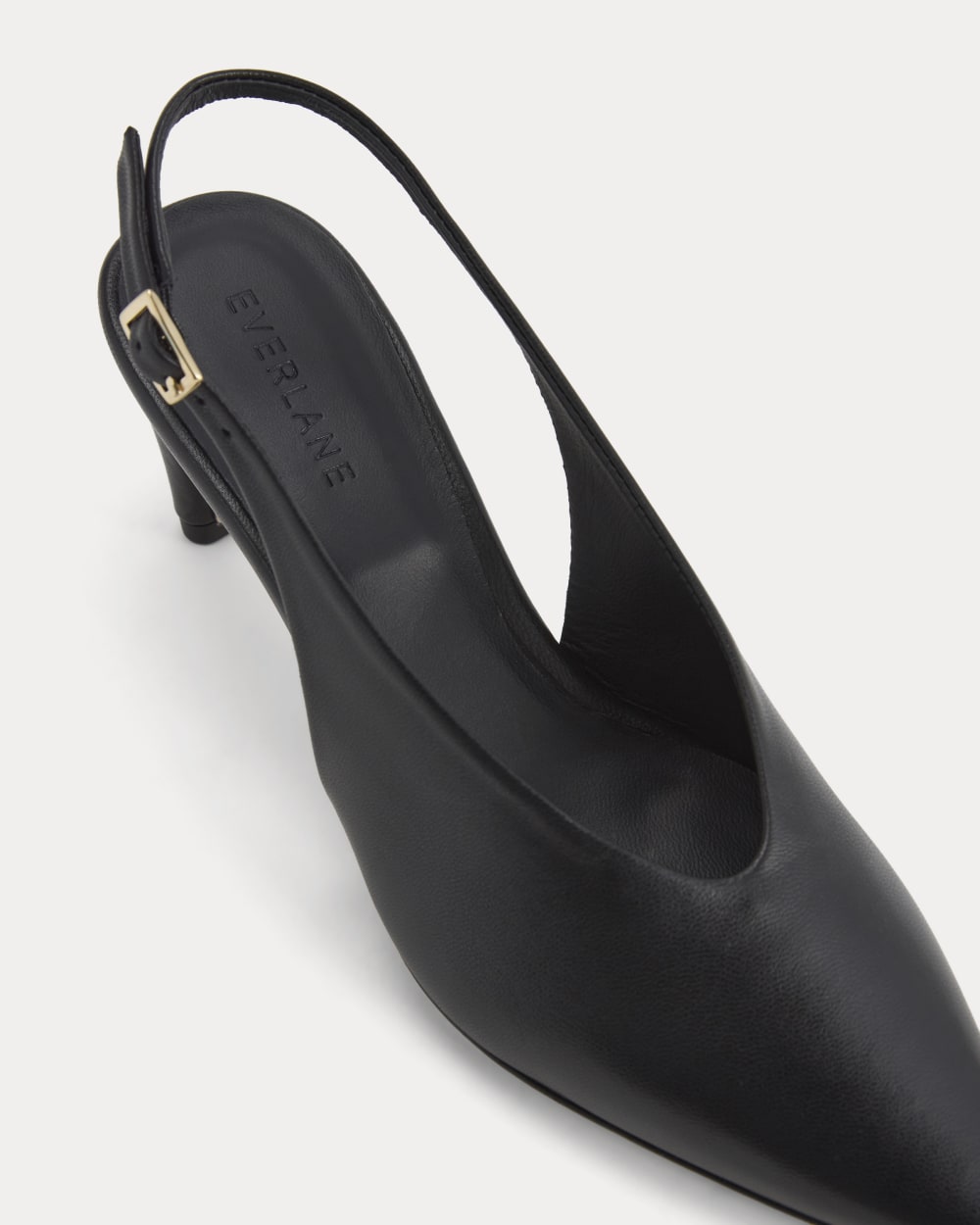 Pointed-Toe Slingback Heel | Black Leather