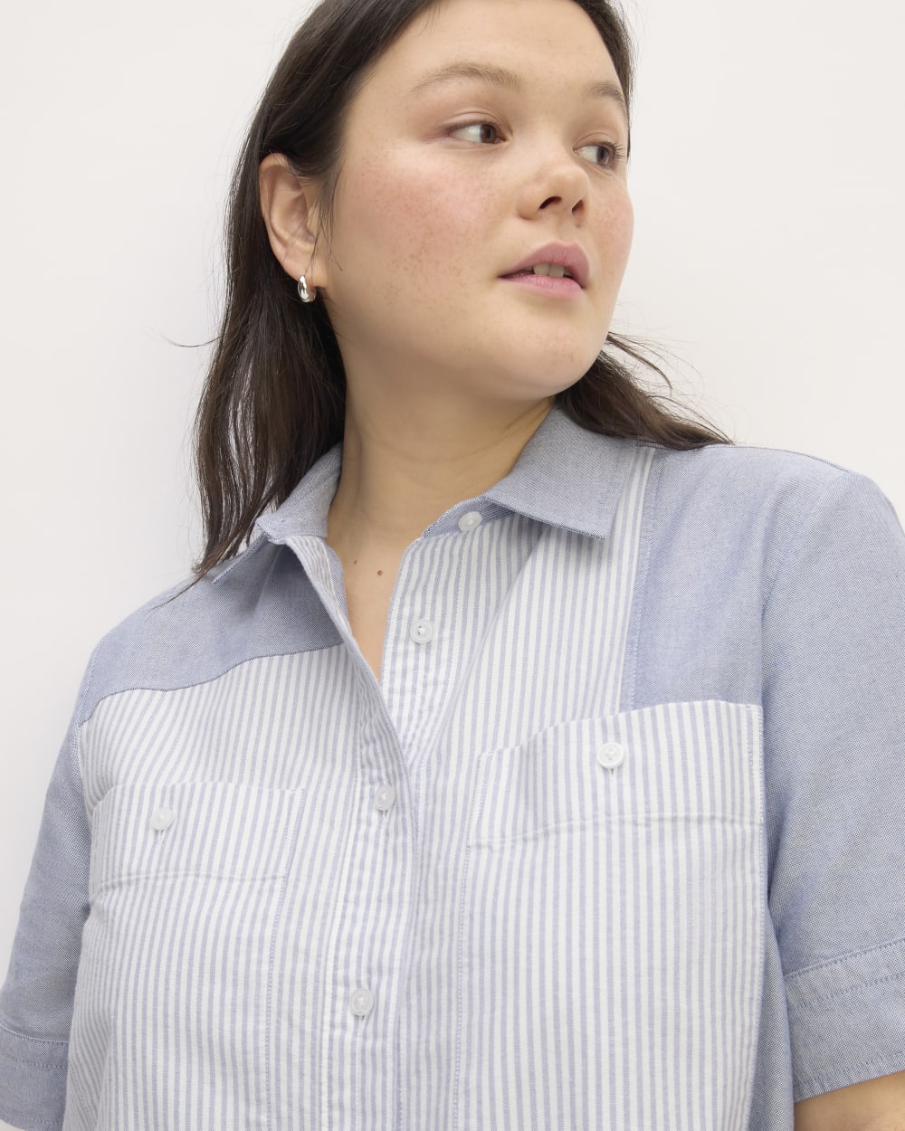 The Everlane x Marques' Almeida Patchwork Daytripper Dress | Blue Stripe Patchwork