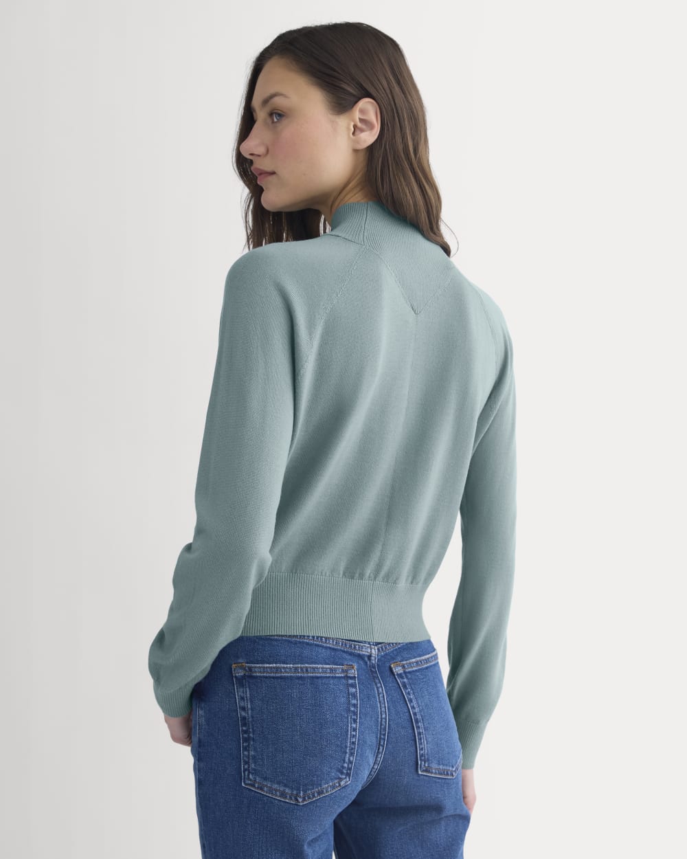Mockneck Sweater In Ultrafine Merino | Gray Mist