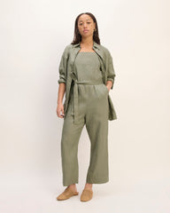 The Boyfriend Shirt in Linen | Sage Green