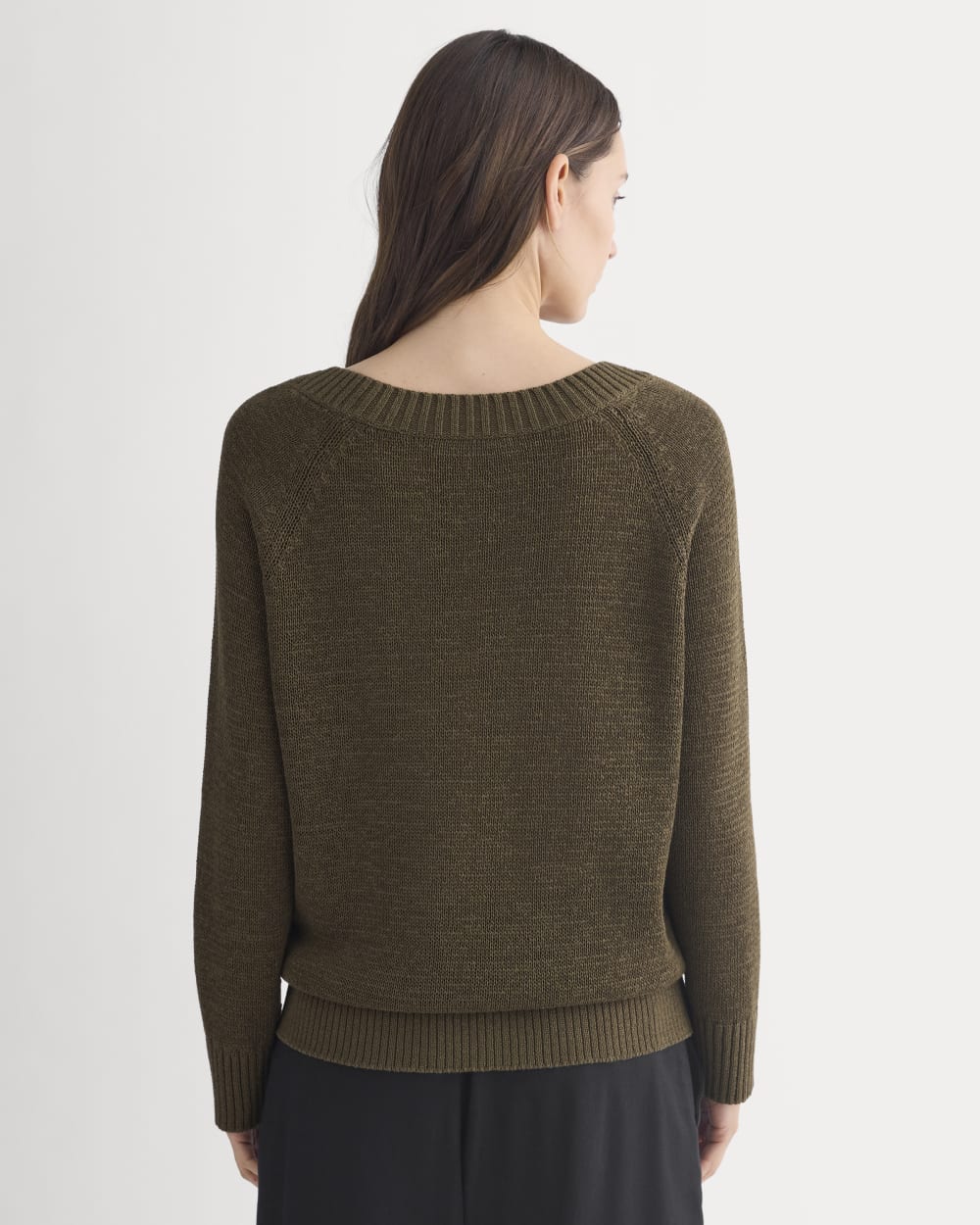 Wide-Neck Crew Sweater in Tape Yarn | Beech