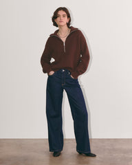 The Half-Zip in Everyday Cotton | Dark Mahogany