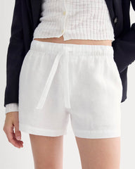 The Drawstring Boxer Short in Linen | White
