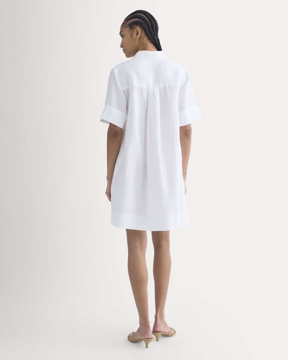 Mini Popover Shirtdress in Linen | White