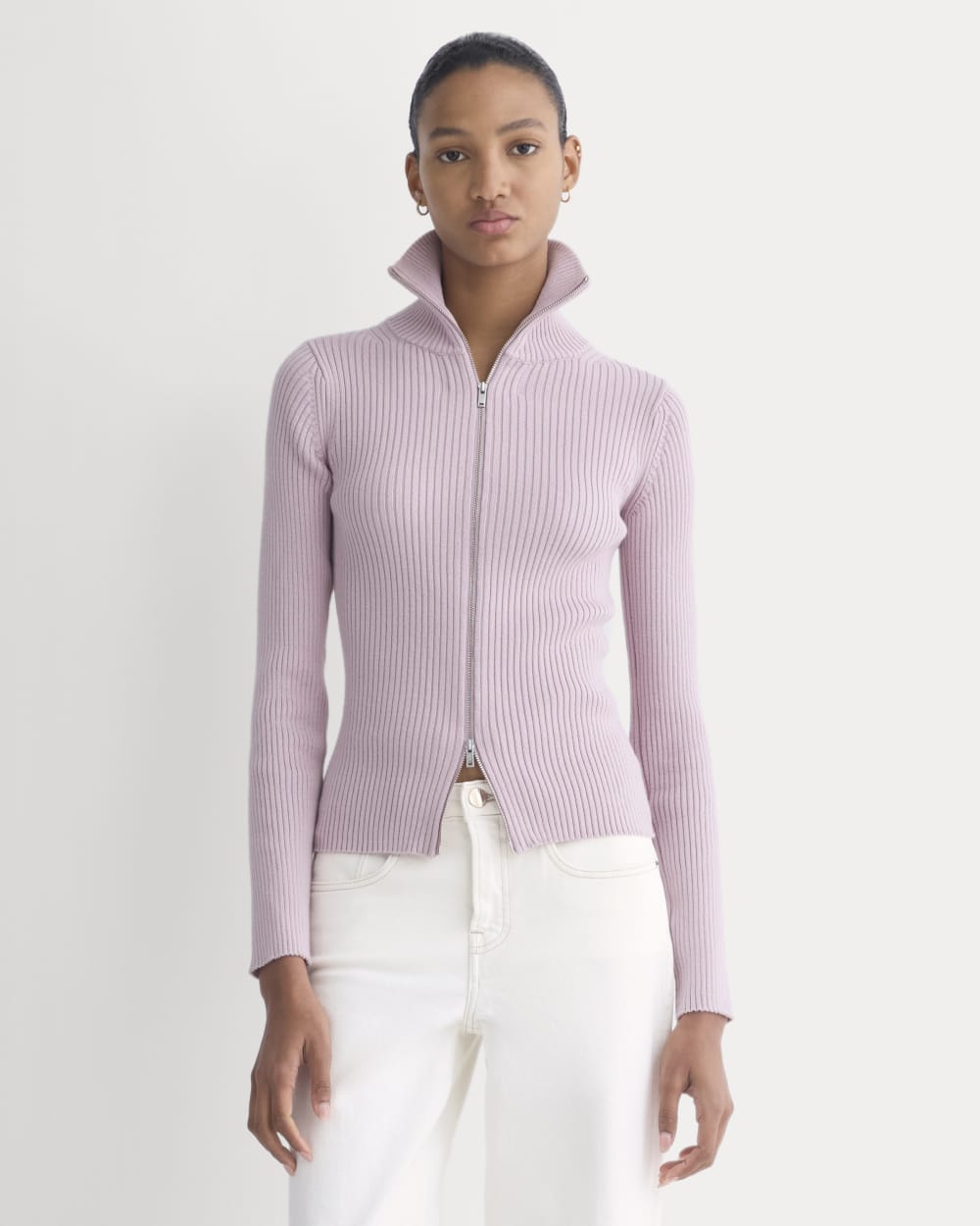Full-Zip Ribbed Jacket in Everyday Cotton | Burnished Lilac