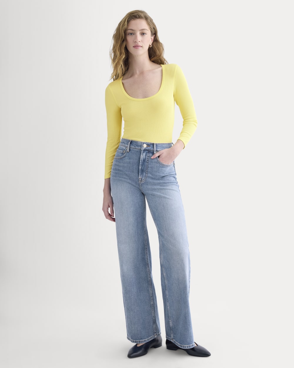 Luxe Rib Deep U-Neck Top | Celandine