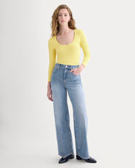 Luxe Rib Deep U-Neck Top | Celandine