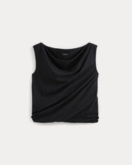 Boatneck Twisted Top in Essential Cotton | Black