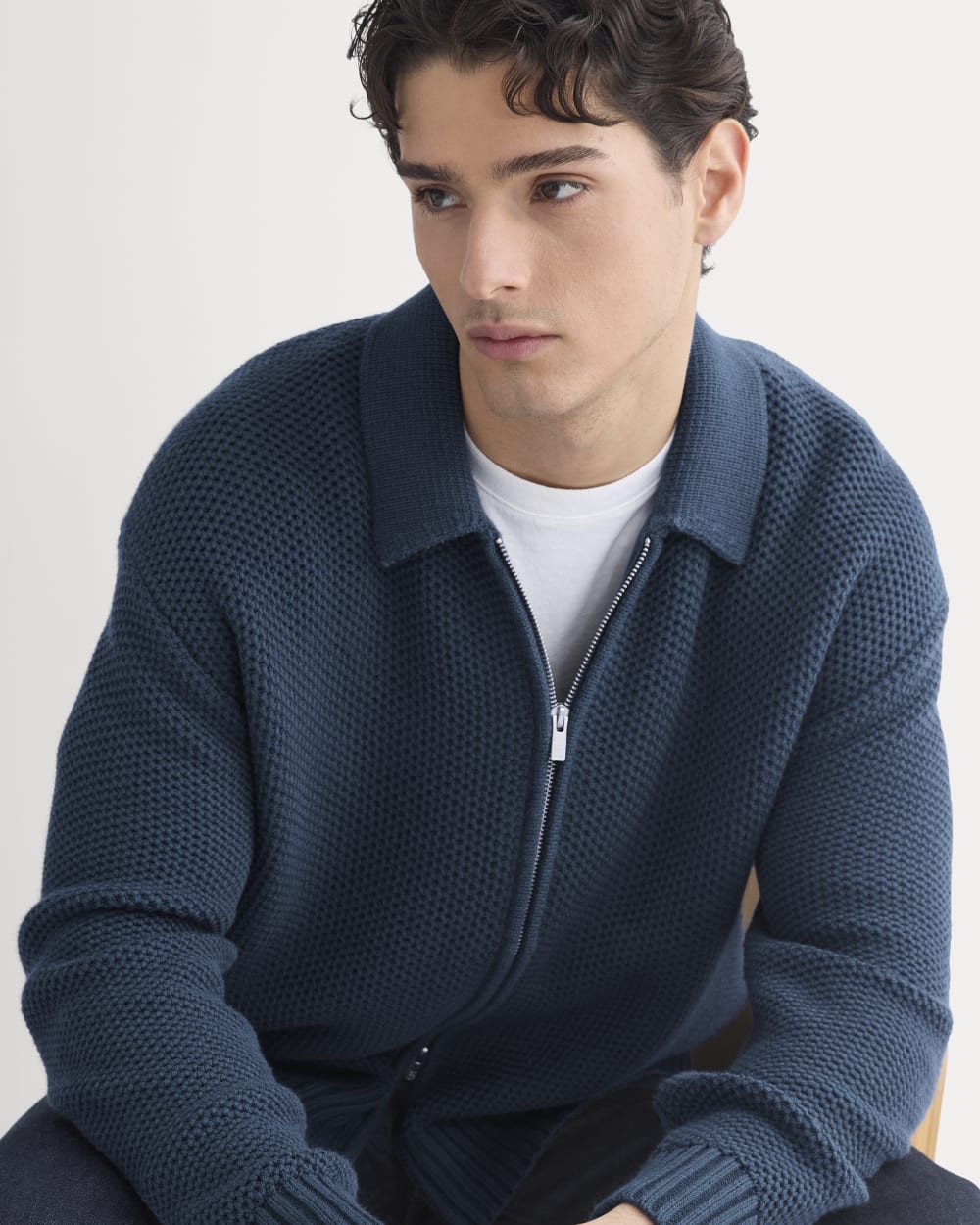 Honeycomb Sweater Jacket | Midnight Navy