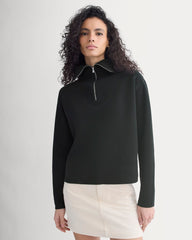 Double Knit Half-Zip in Cotton Merino | Black