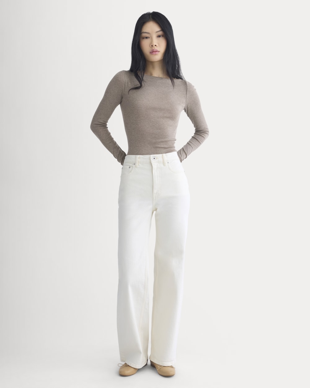 Tissue Boatneck Top | Heathered Chocolate Chip