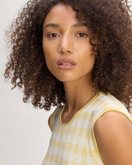 The Knit Pleated Dress | Bone / Parsnip Gingham