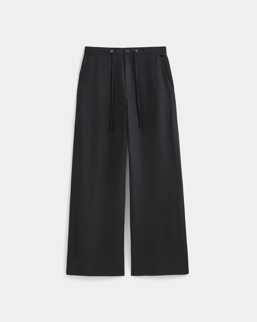 Wide-Leg Drawstring Pant in Linen | Black