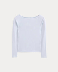 Luxe Rib Boatneck Top | Skywriting