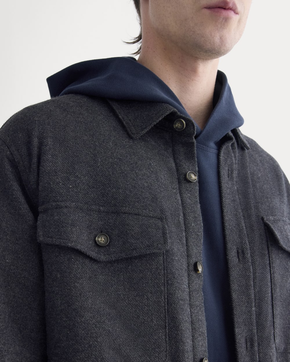 Heavyweight Waffle Twill Overshirt | Heather Charcoal