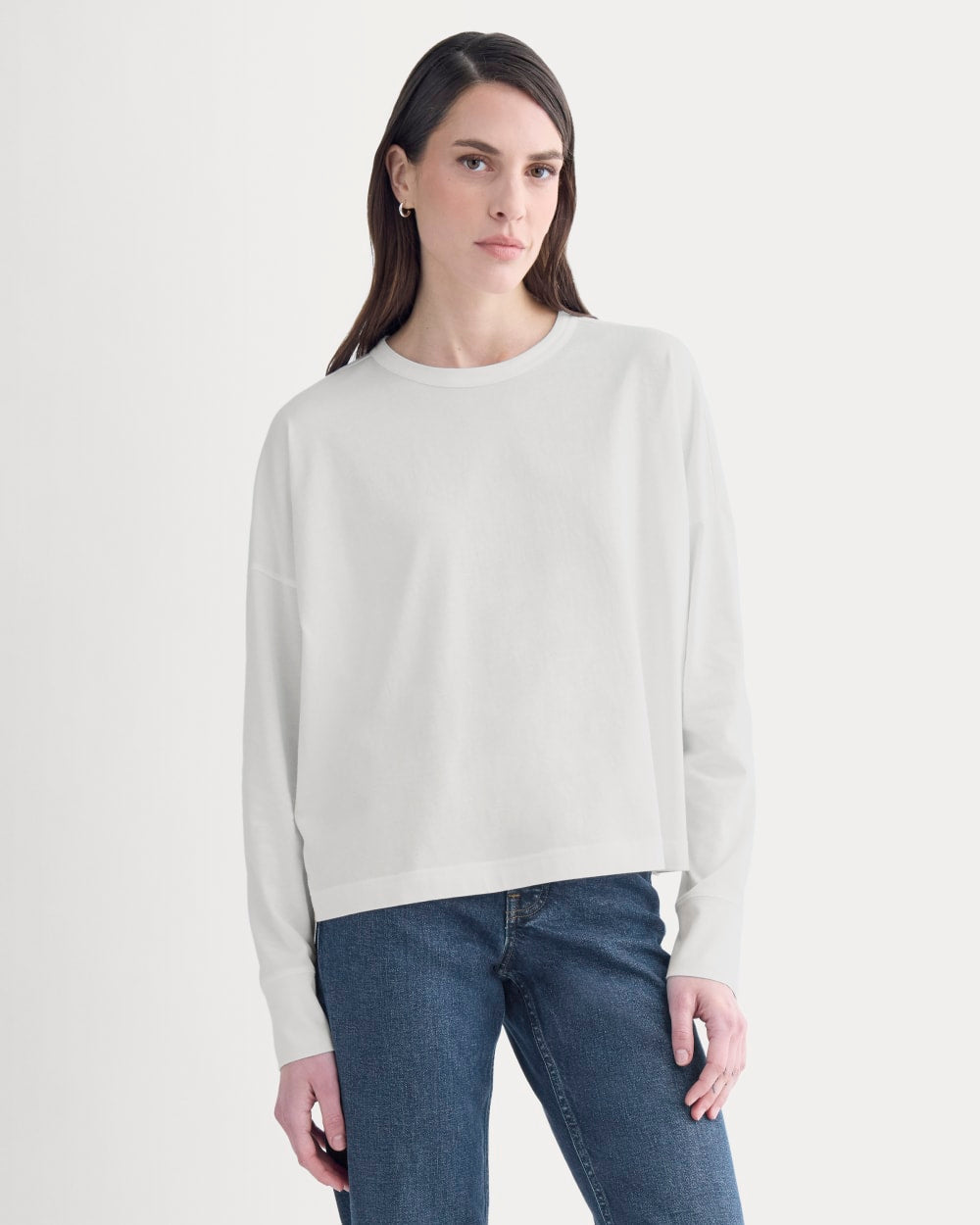 Oversized Boxy Crew in Essential Cotton | White