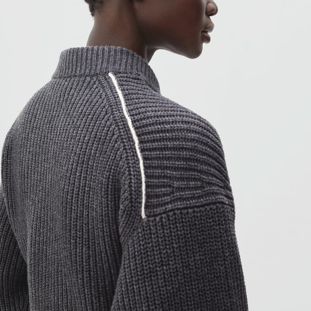 The Texture Cotton Crew | Heathered Charcoal Contrast Trim