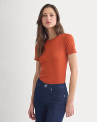 The Luxe Rib Crew | Rust
