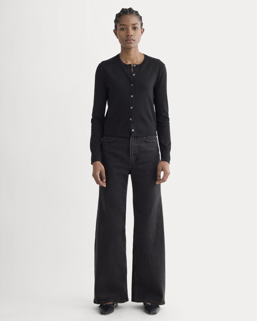 The Cropped Cardigan in Cotton Cashmere | Black
