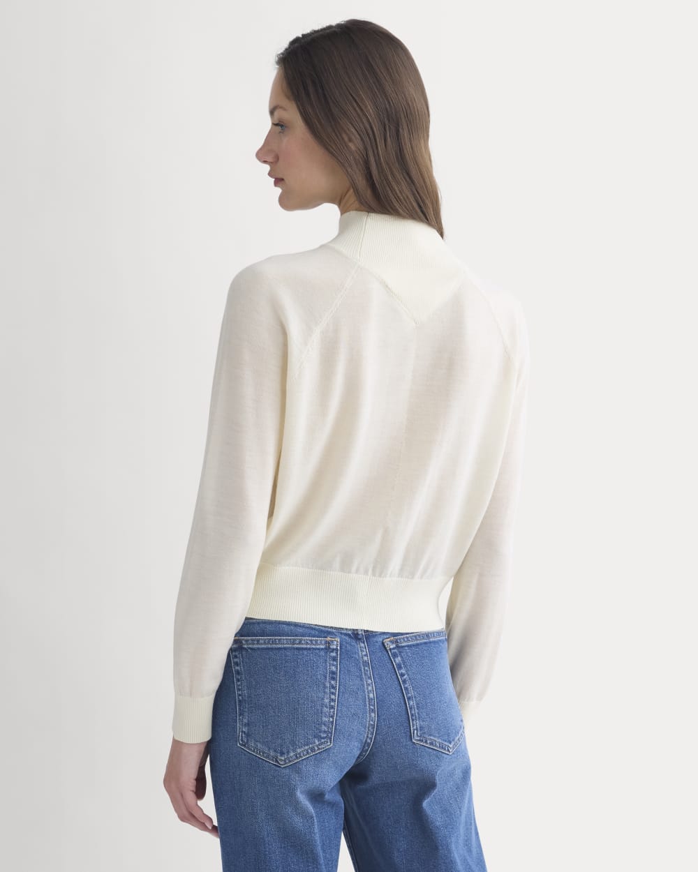 Mockneck Sweater In Ultrafine Merino | Bone