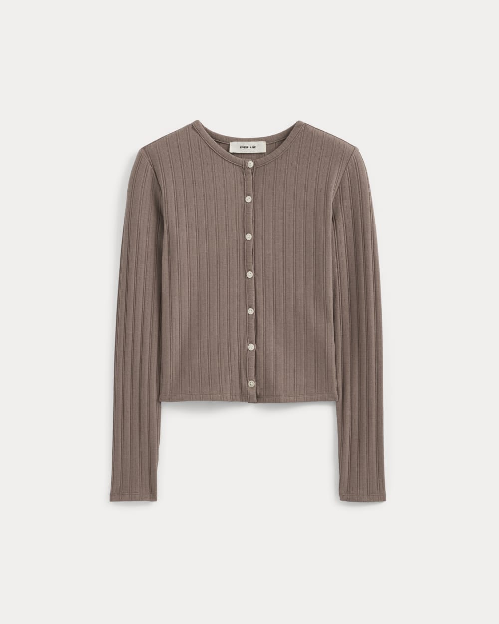 Cardigan in Pointelle | Heathered Chocolate Chip