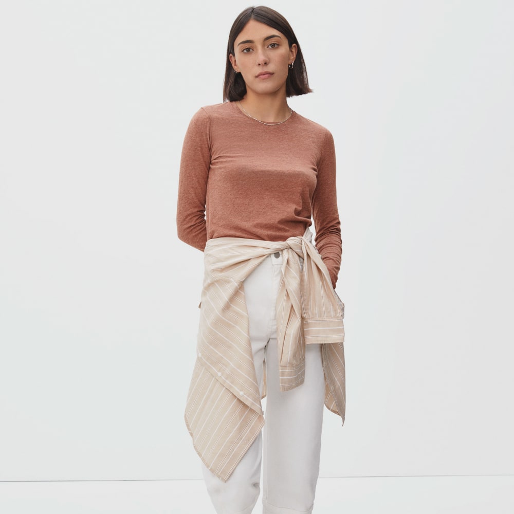 The Organic Cotton Long-Sleeve Crew | Heathered Brown