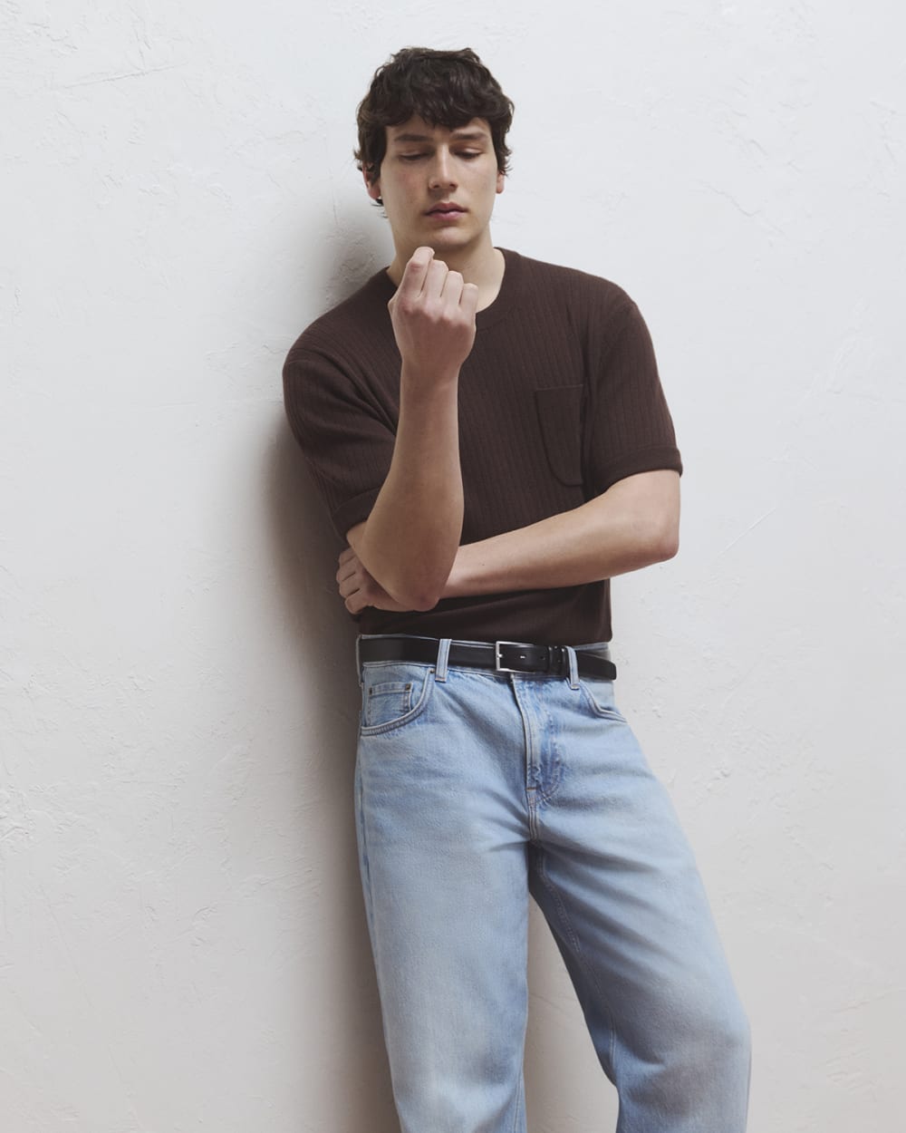 Textured Knit Tee | Coffee Bean