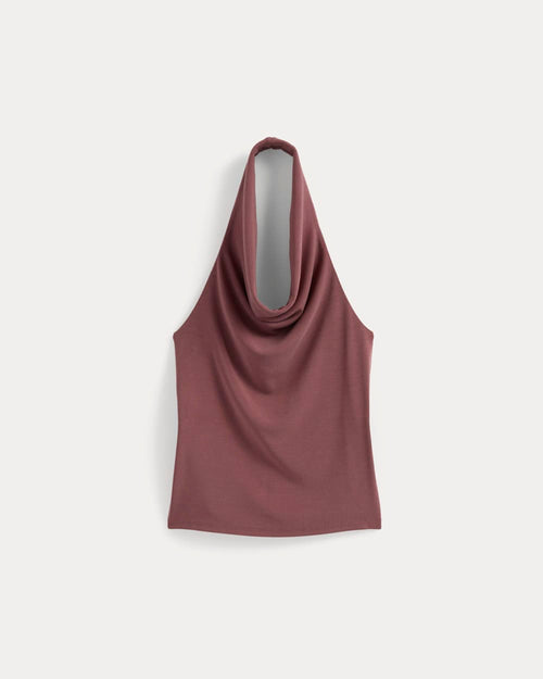 Halter Cowlneck Top in Butterknit | Washed Henna