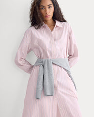 Midi Shirtdress in Ultrasoft Cotton | Burnished Lilac/Gardenia