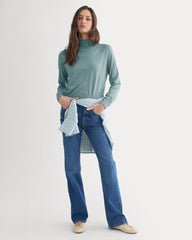 Mockneck Sweater In Ultrafine Merino | Gray Mist