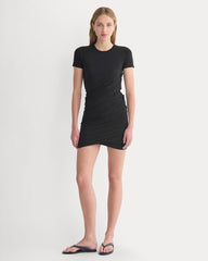 Twisted Short-Sleeve Crew Dress | Black