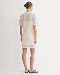 Mesh-Knit Short-Sleeve Dress | Bone