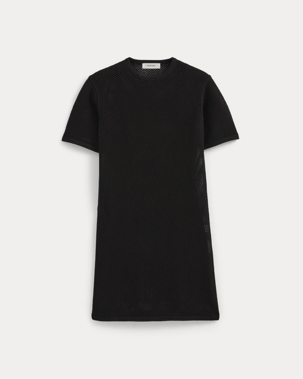 Mesh-Knit Short-Sleeve Dress | Black