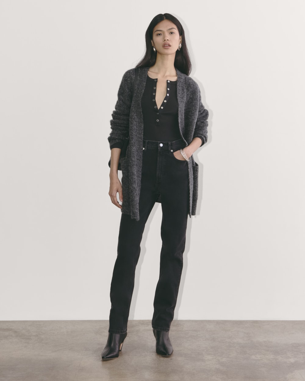The Robe Cardigan in Alpaca | Dark Charcoal