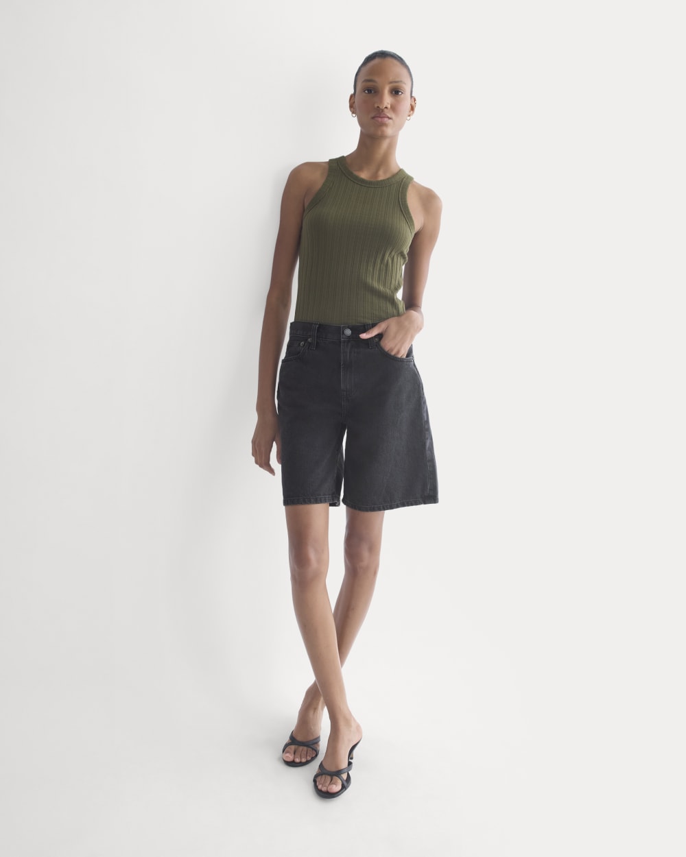 Racerback Tank in Pointelle | Olive Night