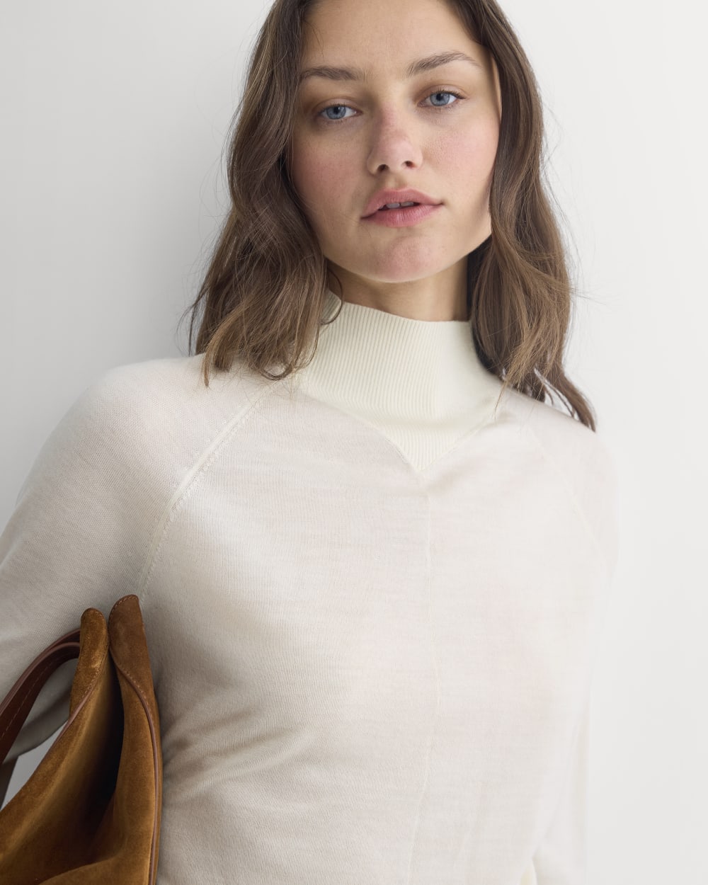 Mockneck Sweater In Ultrafine Merino | Bone