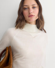 Mockneck Sweater In Ultrafine Merino | Bone