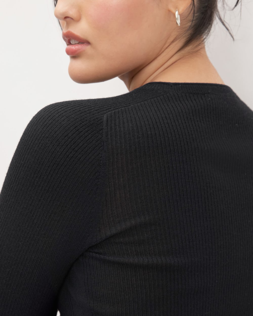 The Long-Sleeve Sweater Tee in Ultrasoft Merino | Black