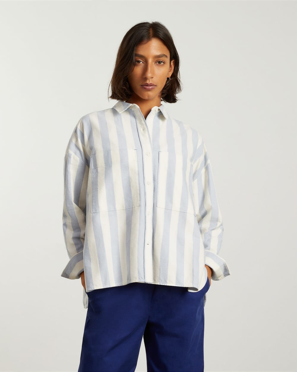 The Boxy Oxford | Blue / White