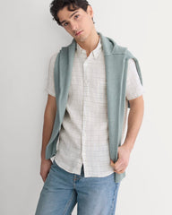 The Classic Short-Sleeve Shirt in Linen | Bone Plaid