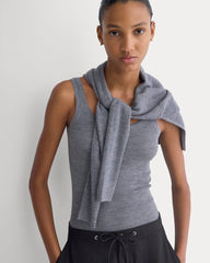 The Light Ribbed Cami in Ultrasoft Merino | Heather Mid Grey