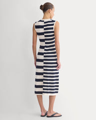 Striped Sweater Midi Dress | Bone/True Navy Duo Stripe