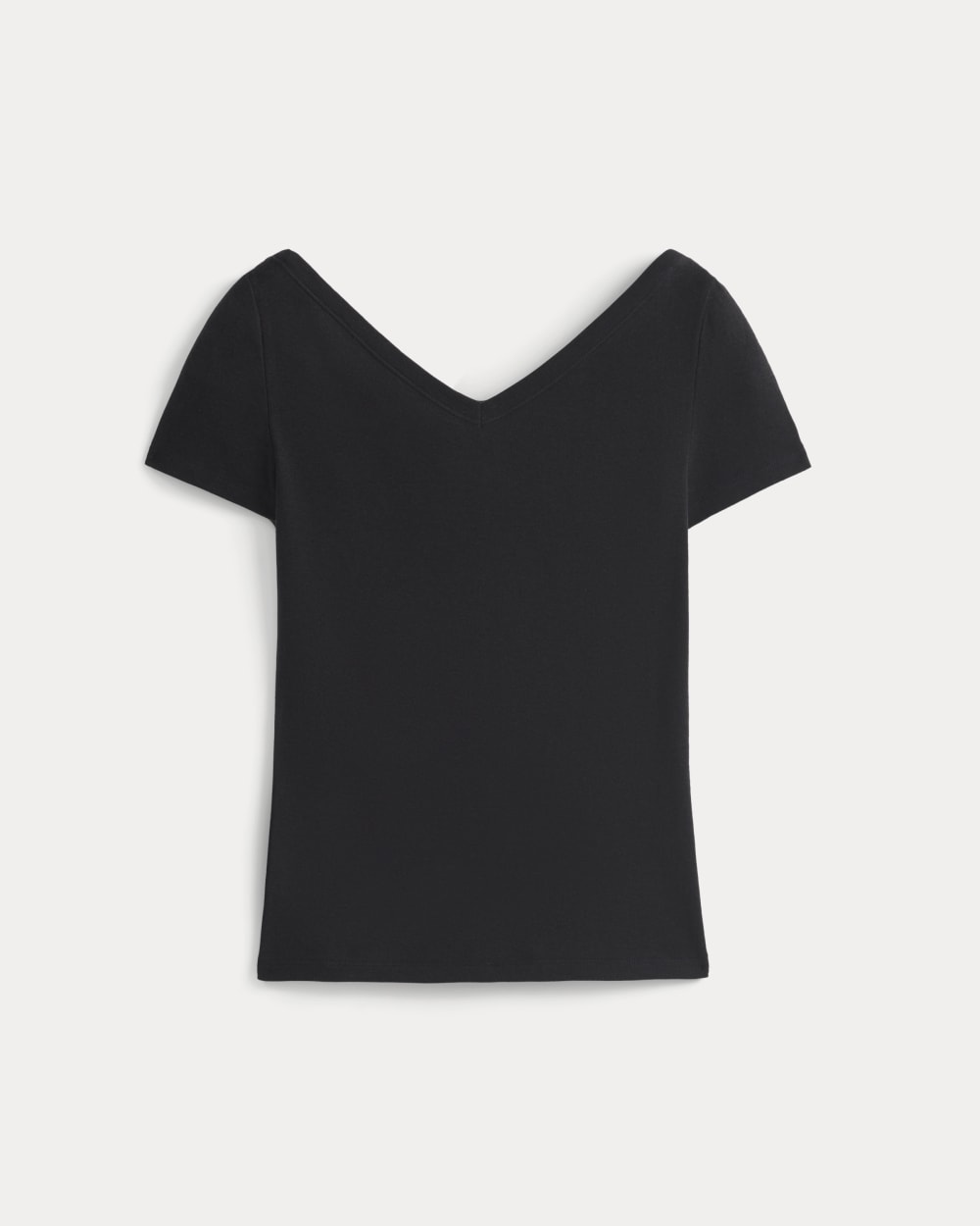 Tissue Short-Sleeve V-Neck Top | Black