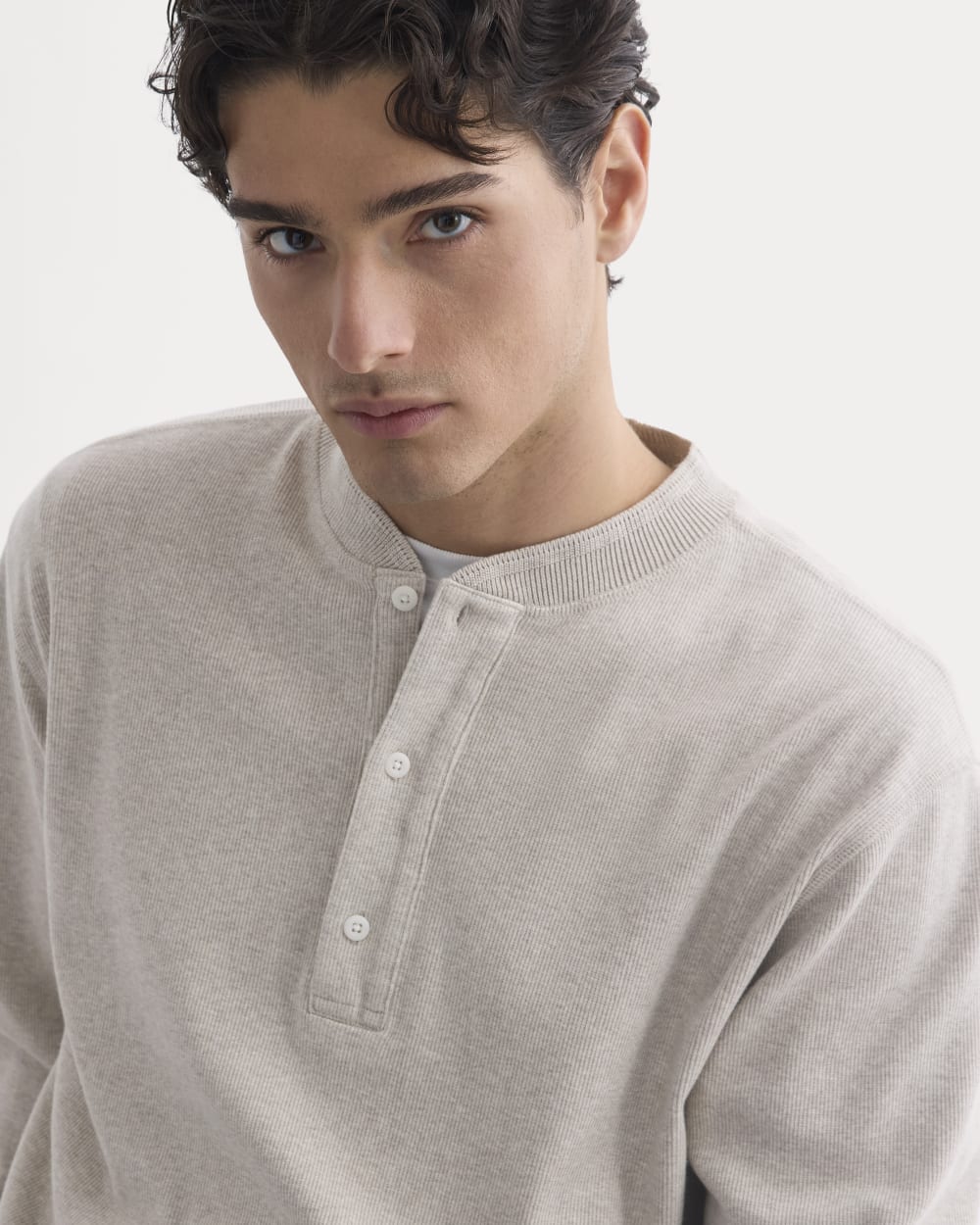 Vintage Rib Henley | Heathered Oatmeal